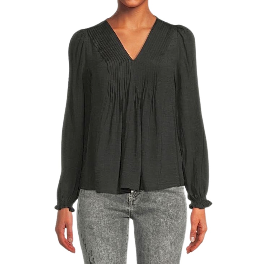 *NWT NANETTE‎ LEPORE Black Pleated Blouse